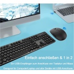 Juego de teclado y ratón inalámbricos, teclado inalámbrico con ratón 2,4 G, diseño redondo para ordenador - Imagen 8