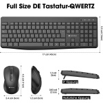 KOORUI Teclado y ratón inalámbricos, silencioso, teclado de ratón QWERTZ con 12 teclas de función de 2,4 GHz, juego de ratón para Windows, MacOS, Linux Negro - Imagen 4