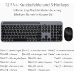 LeadsaiL Juego de teclado y ratón inalámbrico, ratón ergonómico y teclado inalámbrico, teclado y ratón de tamaño estándar, diseño alemán QWERTZ, botón de clic silencioso, 12 teclas FN para ordenadores - Imagen 4