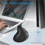 Ratón Vertical Inalámbrico Ergonómico Recargable 2.4G Ratón de Oficina con 6 Teclas, 3 dpi Ajustables para PC, Computadoras Portátiles, Computadoras (Negro) - Imagen 5