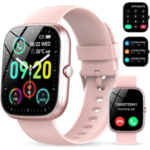 Reloj Inteligente Mujer,1.91"HD Smartwatch Mujer con Llamadas Bluetooth,100+Modos Deportivos Pulsera Actividad con Pulsómetro/Monitor de Sueño,Impermeable IP68 Smart Watch para Android iOS(Rosa)