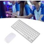 Juego de ratón con Teclado inalámbrico de 2,4 G, Teclado de 78 Teclas Finas grabadas y Kit de ratón ergonómico, combinación de Teclado y ratón USB silencioso para Escribir, Jugar (Plata) - Imagen 4