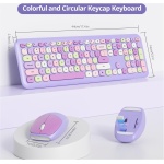 iTastatur Combo de teclado inalámbrico y mouse para máquina de escribir, teclado punk retro de 2.4 G, 104 teclas, de tamaño completo, bonito teclado morado con teclas redondas para computadoras - Imagen 2