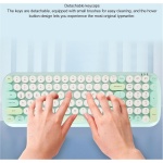 Ratón con Teclado Inalámbrico, Lindo Teclado con Teclas Redondas, Combinación de Ratón, Teclado de Máquina de Escribir Colorido de Tamaño Completo, Ratón óptico para Ordenador - Imagen 3