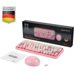 Perixx - PERIDUO-713 - Teclado inalámbrico y ratón, bonito teclado con teclas redondeadas de estilo retro, teclado en italiano, rosa pastel - Imagen 7