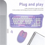 gernie Teclado y Ratón Inalámbricos, Teclado Inalámbrico para Máquina de Escribir Retro de 98 Teclas con Teclas Redondas, Conexión de 2,4 GHz Juego Combinado de Teclado y Ratón Colorido - Imagen 2