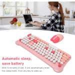 Sxhlseller Bonito Juego de Teclado y Ratón de Color, Conexión Inalámbrica de 2,4 GHz para Ordenador Portátil PC con Tecla Redonda y Diseño Retro (Rosa) - Imagen 4