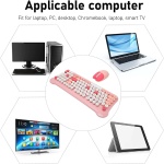 Sxhlseller Bonito Juego de Teclado y Ratón de Color, Conexión Inalámbrica de 2,4 GHz para Ordenador Portátil PC con Tecla Redonda y Diseño Retro (Rosa) - Imagen 5