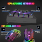 Juego de Teclado y Mouse Inalámbricos Recargable 4000mAh Semi-Mecánico Gaming Keyboard+Ratones Mudos de 2400 DPI con Retroiluminación Arcoíris RGB Receptor USB 2.4G+Mouse Pad para PC MAC-Negro - Imagen 8