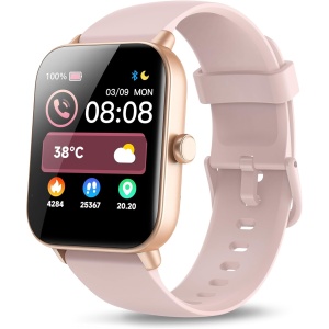 Reloj Inteligente Mujer Llamadas Bluetooth y Alexa, 1.8" Smartwatch Mujer SpO2/Frecuencia Cardíaca/Sueño, Contador de Calorías/Pasos/Distancia, 100 Modos Deportivos, IP68 Regalo Mujer para Android iOS