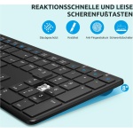 Juego de teclado y ratón inalámbrico, QCen 2,4 GHz, ultrafino, teclado inalámbrico ergonómico en tamaño estándar con 19 teclas especiales y un teclado numérico, para PC, portátil, disposición alemana - Imagen 5