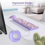 iTastatur Combo de teclado inalámbrico y mouse para máquina de escribir, teclado punk retro de 2.4 G, 104 teclas, de tamaño completo, bonito teclado morado con teclas redondas para computadoras - Imagen 4