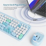 SOLIDEE combo de ratón y teclado inalámbricos,104 teclas teclado estilo máquina de escribir,2.4GHz Teclado de Máquina de Escribir de Teclas Redondas con Teclado Numérico(Americano QWERTY)(Bear Blue) - Imagen 5