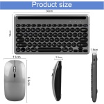 ROTRES Teclado Inalámbrico Bluetooth, Inalámbrico Recargable con 3 Canales con el Ratón para Android/Windows/iOS Tablet, Smartphone, Mac OS MacBook, PC, Portátil, Ordenador, Negro - Imagen 2