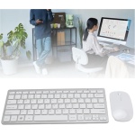 Vikye Combo de Teclado y Ratón Inalámbricos, Teclado de 78 Teclas, Ratón Ergonómico Ajustable de 3 dpi, Receptor USB de 2,4 GHz para Escritorio, PC, Tableta (Blanco Plateado) - Imagen 2