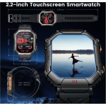Reloj Inteligente Hombre Smartwatch Llamadas: 2.2" Smart Watch con Presion Arterial Pulsometro Podometro Brujula Altimetro 107 Modos Deportivos Impermeable Reloj Digital Hombre para iPhone Android - Imagen 6