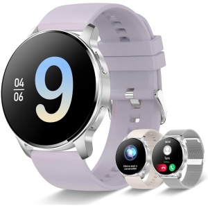 Iaret Reloj Inteligente Mujer con Llamadas,1,32'' Smartwatch Mujer 3 Correas, Pulsera Actividad Presión Arterial Ritmo Cardíaco Oxígeno Sanguíneo Sueño para Android iPhone, Regalo Mujer, Plata