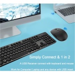 Juego de teclado y ratón inalámbricos, teclado inalámbrico con ratón 2,4 G, diseño redondo para ordenador - Imagen 2