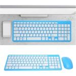 Combo de Teclado y Ratón Inalámbricos, Teclado de 96 Teclas, Distancia de Transmisión de 10 M, con Almohadilla Antideslizante, Juego de Teclado y Ratón 2.4G para Ordenador, Portátil(Azul) - Imagen 4