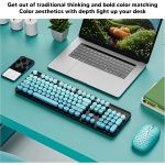 VBESTLIFE Combo de Ratón de Teclado Inalámbrico, 104 Teclas 2,4G Teclado Punk Retro Inalámbrico con 6 Bottons 2400DPI Juego de Ratón para PC Portátil de Escritorio (Color Mezclado Azul) - Imagen 2