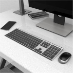 seenda Teclado inalámbrico con ratón, juego de ratón recargable inalámbrico para ordenador/portátil, clic silencioso, tamaño completo y diseño QWERTZ (negro y gris) - Imagen 9
