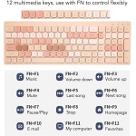 Juego de Teclado Inalámbrico Combinado de Teclado y Ratón Teclas Redondas de 2,4 GHz para Teléfono (Color del té con Leche) - Imagen 5