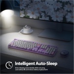SOLIDEE combo de ratón y teclado inalámbricos,104 teclas teclado estilo máquina de escribir,2.4GHz Teclado de Máquina de Escribir de Teclas Redondas con Teclado Numérico(Americano QWERTY)(Bear Purple) - Imagen 6
