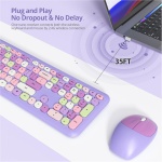 iTastatur Combo de teclado inalámbrico y mouse para máquina de escribir, teclado punk retro de 2.4 G, 104 teclas, de tamaño completo, bonito teclado morado con teclas redondas para computadoras - Imagen 3