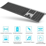 seenda Teclado inalámbrico con ratón, juego de ratón recargable inalámbrico para ordenador/portátil, clic silencioso, tamaño completo y diseño QWERTZ (negro y gris) - Imagen 7
