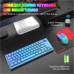 Combo Teclado y Ratón Inalámbrico para Windows, 2.4 GHz con Receptor USB, 64 Teclas con Perilla RGB Retroiluminado Recargable 3000mAh Batería Teclado 2400 dpi Mouse con Alfombrilla de ratón - Azul - Imagen 3