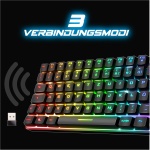 SPIRIT OF GAMER Teclado inalámbrico Bluetooth para gaming, teclado TKL RGB QWERTZ 65 %, teclas semimecánicas con retroiluminación, 25 de las cuales son antighosting, compatible con PC Smartphone y - Imagen 4