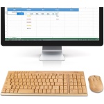 Niiyen Ratón con Teclado inalámbrico, Teclado de Madera de bambú Ultrafino inalámbrico, Peine para ratón KG201 + MG94-N Decoración Impermeable para portátil, PC, Ordenador portátil, Ordenador - Imagen 2