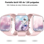 Blackview Reloj Inteligente Mujer, 1.85" Smartwatch con Llamadas Bluetooth, Oxímetro(SpO2)/Pulsómetro/Monitor de Sueño/Podómetro, 100+ Modos Deportivos Pulsera Actividad para Android iOS - Imagen 2