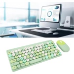 BROLEO Teclado Inalámbrico, Teclado y Ratón Inalámbricos de Diseño Ergonómico Colorido para PC (Green) - Imagen 4
