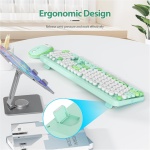 SOLIDEE Combo de ratón y Teclado inalámbricos,104 Teclas Teclado Estilo máquina de Escribir,2.4GHz Teclado de Máquina de Escribir de Teclas Redondas con Teclado Numérico(Americano QWERTY)(Bear Green) - Imagen 7