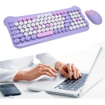 gernie Teclado y Ratón Inalámbricos, Teclado Inalámbrico para Máquina de Escribir Retro de 98 Teclas con Teclas Redondas, Conexión de 2,4 GHz Juego Combinado de Teclado y Ratón Colorido - Imagen 7