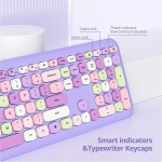 iTastatur Combo de teclado inalámbrico y mouse para máquina de escribir, teclado punk retro de 2.4 G, 104 teclas, de tamaño completo, bonito teclado morado con teclas redondas para computadoras - Imagen 6