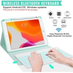 HaoHZ Funda Teclado Español (ñ) para iPad 8a Gen (2020) / 7a Gen (2019) 10,2 Pulgadas, Teclado Inalámbrico Desmontable con Portalápices, Teclado con Ratón Bluetooth,Verde,7 Color Backlit - Imagen 3