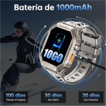 OUKITEL BT80 Reloj Inteligente Hombre, 2.13" AMOLED Smartwatch Militar con Llamadas Bluetooth, 5ATM Impermeable, 100+ Modos Deporte Pulsómetro Presión Arterial Monito de Sueño, Android iOS - Imagen 2