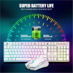 RedThunder Combo de teclado y mouse inalámbrico para juegos K10, batería recargable con retroiluminación LED de 3800 mAh, teclado de sensación mecánica de diseño británico + ratones 7D 3200DPI para PC - Imagen 3