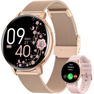 HASAKEI Reloj Inteligente Mujer con Llamadas Bluetooth 5.3, Smartwatch 1.39" con Seguimiento del Menstrual/120+ Modos Deportes/Pulsómetro/SpO2/Monitor Sueño/WhatsApp IP68 Android iOS Oro, Regalo Mujer