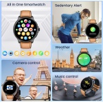 Smartwatch Hombre Reloj Inteligente con Llamadas - 1.43" Redondo AMOLED Pulsera de Actividad Pulsometro Tensión Arterial Sueño Podometro Deportivo Smart Watch Men IP68 Impermeable para Android iPhone - Imagen 6