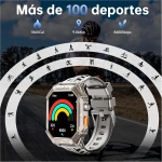 OUKITEL BT80 Reloj Inteligente Hombre, 2.13" AMOLED Smartwatch Militar con Llamadas Bluetooth, 5ATM Impermeable, 100+ Modos Deporte Pulsómetro Presión Arterial Monito de Sueño, Android iOS - Imagen 8