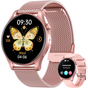 Smartwatch Mujer Reloj Inteligente con Llamadas: 1,43" Amoled Pantalla táctil Pulsera de Actividad Mujer con Pulsometro Presión Arterial Sueño 100+ Modos Deportivos Smart Watch para Android iOS