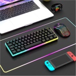 RedThunder K62 60% teclado y ratón de juego inalámbrico RGB, AZERTY francés 62 teclas mini teclado retroiluminado, ultracompacto, ratón óptico celular ligero, kit portátil para PC PS5 Xbox - Imagen 2