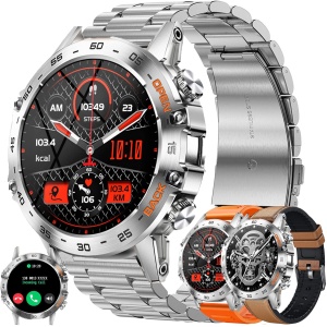 Reloj Inteligente Hombre con Llamada y Whatsapp, 1,39" AMOLED 5ATM Impermeable Reloj Smartwatch 123 Deportivo Hombre con Monitor Sueño, Oxígeno Sanguíneo, Podómetro, Pulsómetro Android iOS (Plata)