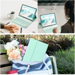iPad Pro 11 Pulgadas 2018 Funda con Teclado y ratón Teclado Bluetooth inalámbrico Desmontable Portalápices Funda Inteligente de Cuero Delgado para iPad Pro 11 Pulgadas (iPad Pro 11 2018, Morado) - Imagen 8