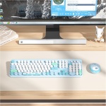 SOLIDEE combo de ratón y teclado inalámbricos,104 teclas teclado estilo máquina de escribir,2.4GHz Teclado de Máquina de Escribir de Teclas Redondas con Teclado Numérico(Americano QWERTY)(Bear Blue) - Imagen 3