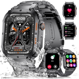 LIGE Reloj Inteligente Hombre(3 Correas), 1.96'' HD Smartwatch Hombre con Llamadas Bluetooth, 123 Modos Deportivos, 24/7 Pulsómetro y Sueño, IP68 Impermeable 400mAh Smartwatch Militar para Android iOS