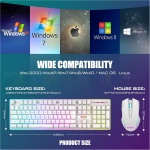 RedThunder Combo de teclado y mouse inalámbrico para juegos K10, batería recargable con retroiluminación LED de 3800 mAh, teclado de sensación mecánica de diseño británico + ratones 7D 3200DPI para PC - Imagen 7